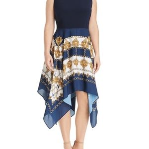Adrianna Papell Scarf Printed Handkerchief dress. Size 14W.